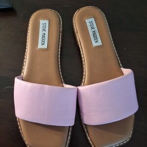Steve Madden Pink Slide Sandals Square Toe Flat Slip On Women’s Size 6.5 New